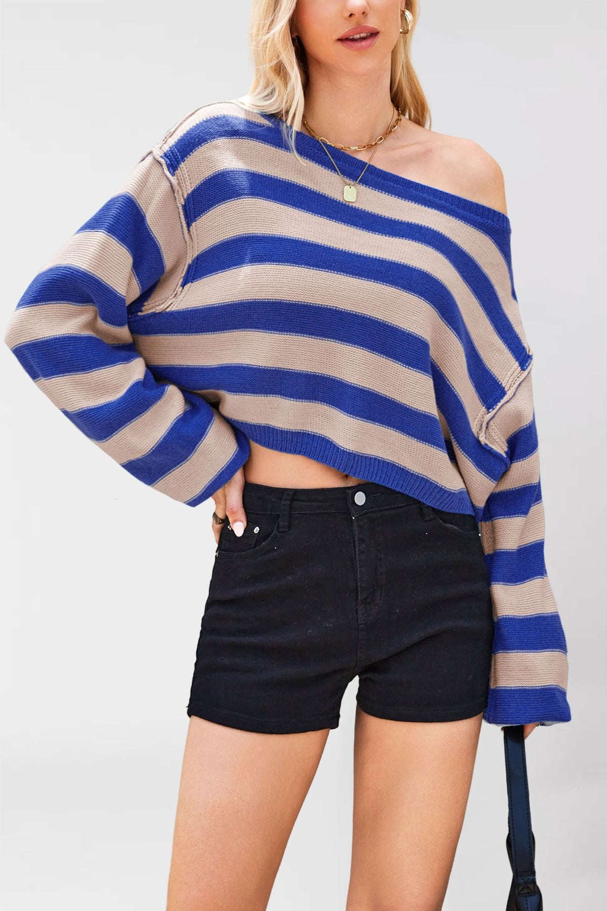 Striped Knit Pullover Sweater