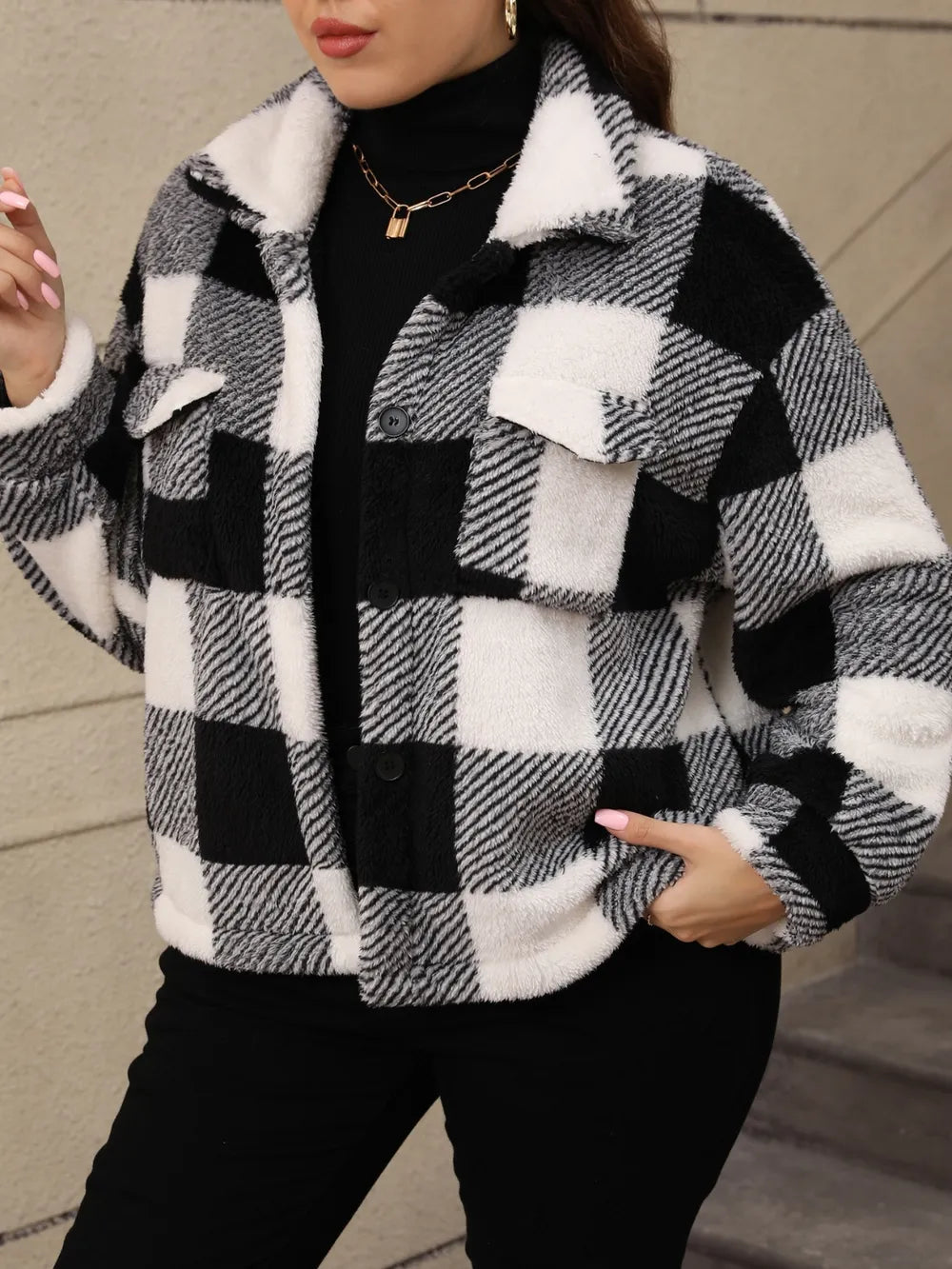 Women's Plus Size Plaid Jacket