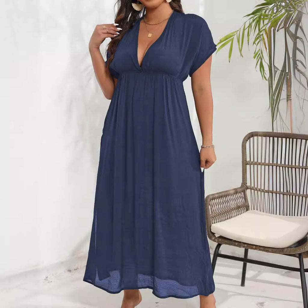 Women's Plus Size Split-Hem Fitted-Waist Maxi Dress
