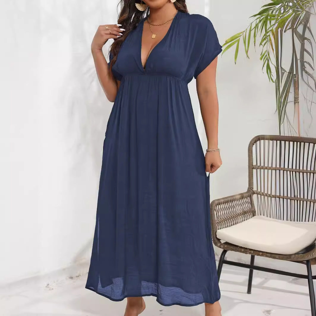 Women's Plus Size Split-Hem Fitted-Waist Maxi Dress