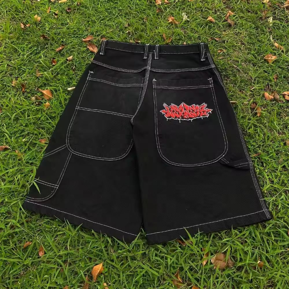 Streetwear Embroidered Denim Shorts