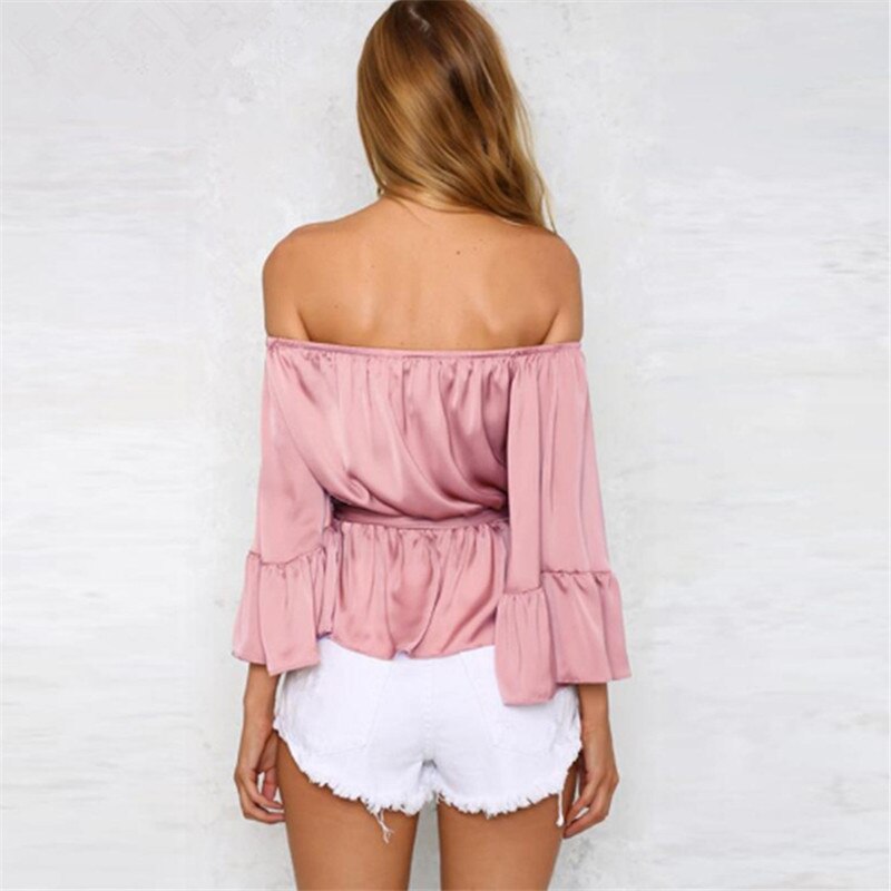 Women's Plus Size Butterfly-Sleeve Slash-Neck Blouse