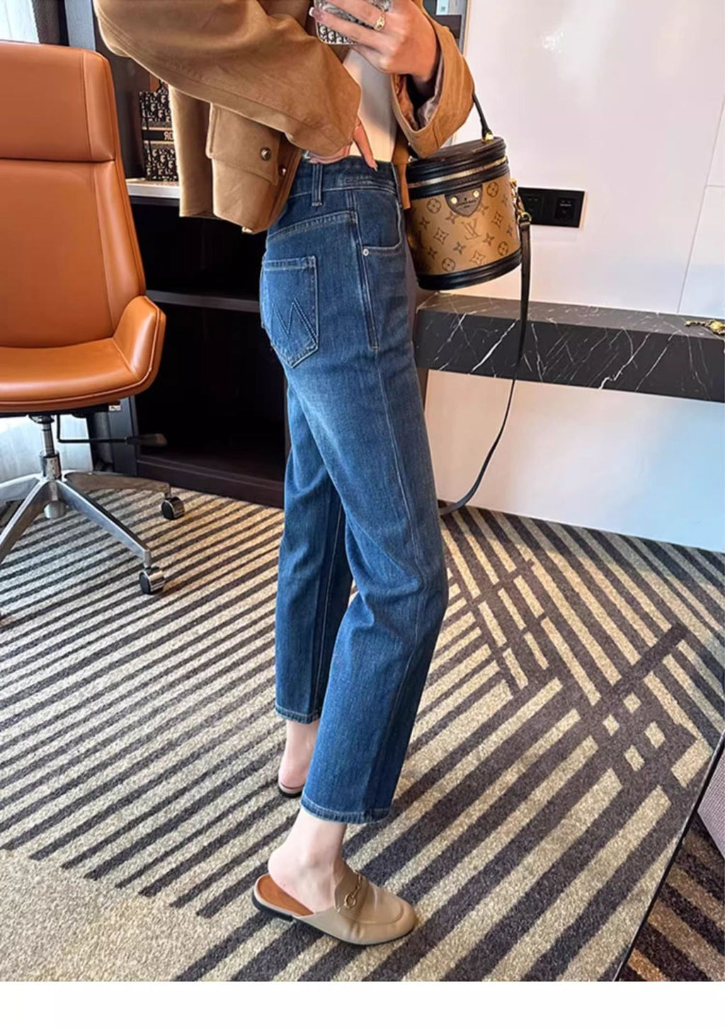 Women's Plus Size Denim High-Waist Pants