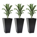 Outsunny Large Faux-Wood Tapered Planters – Set of 3