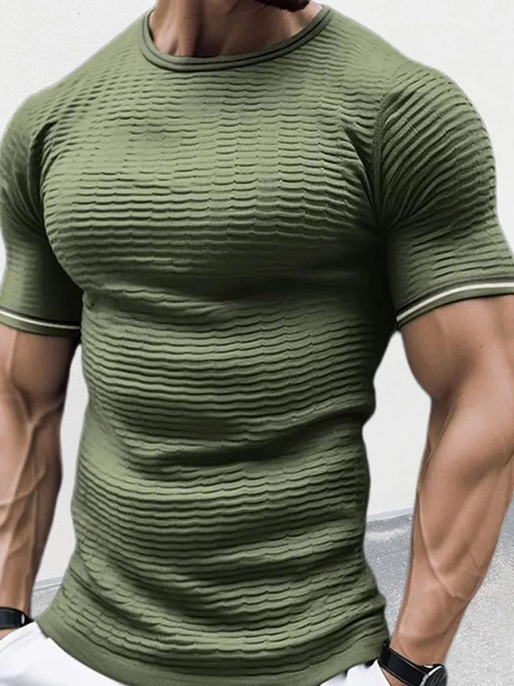 Men's Plus Size Textured Contrast-Trim T-Shirt