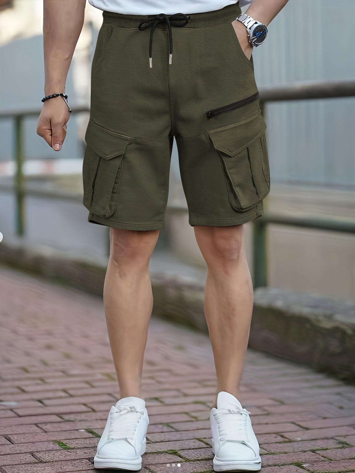 Men's Plus Size Multi-Pocket Casual Shorts