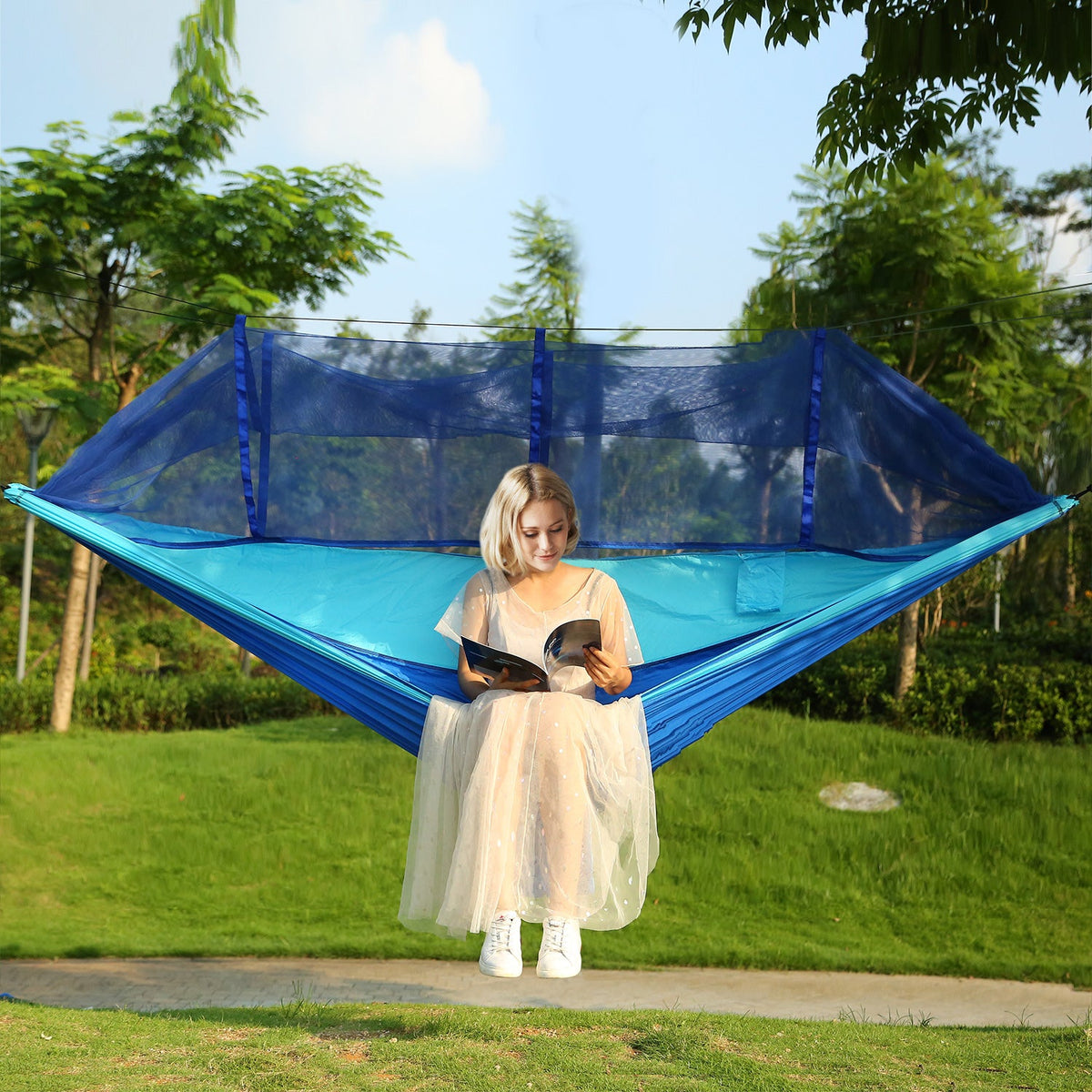 2-Person Camping Hammock with Mosquito Net — 600 lb Capacity