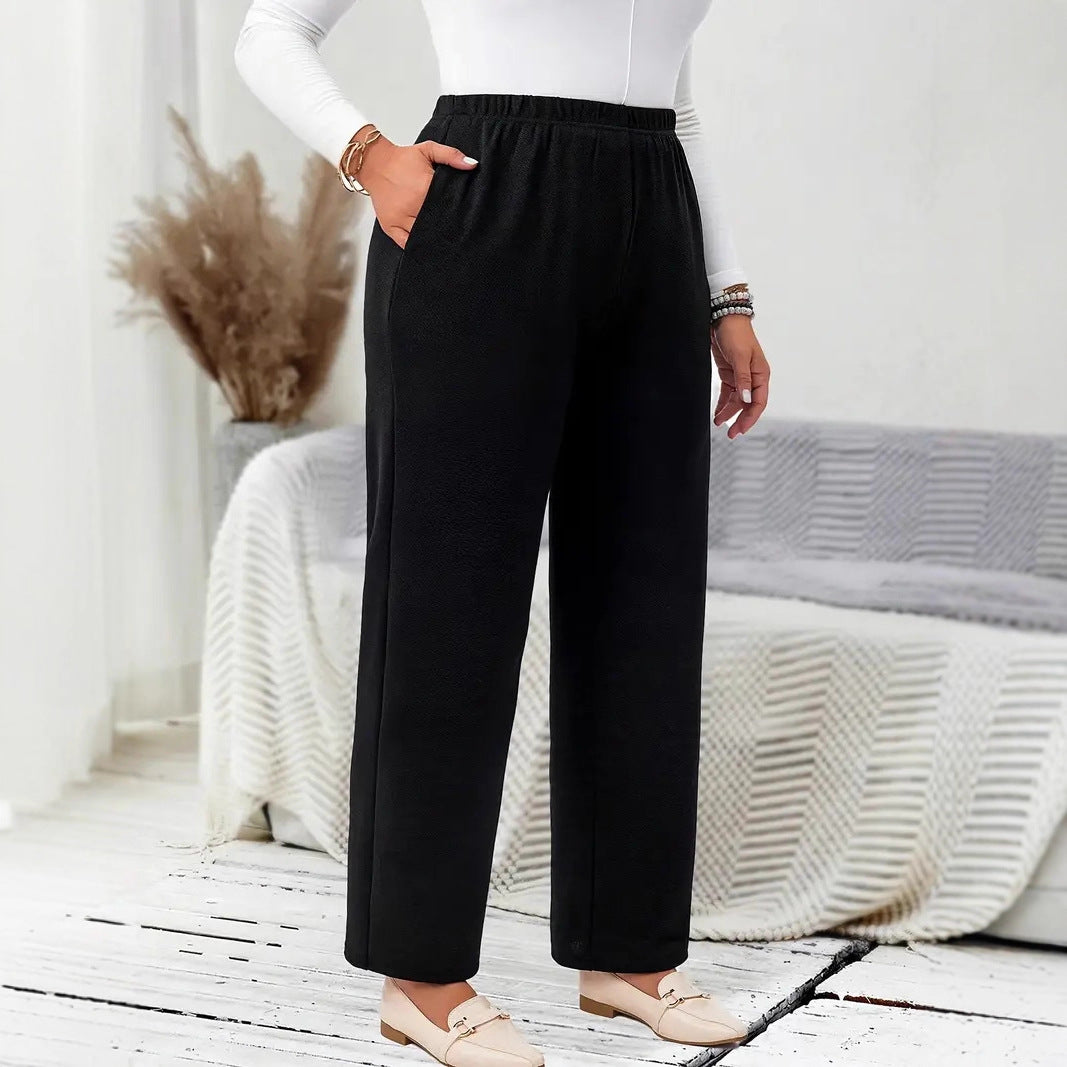 Women's Plus Size Elastic-Waist Straight-Leg Pants