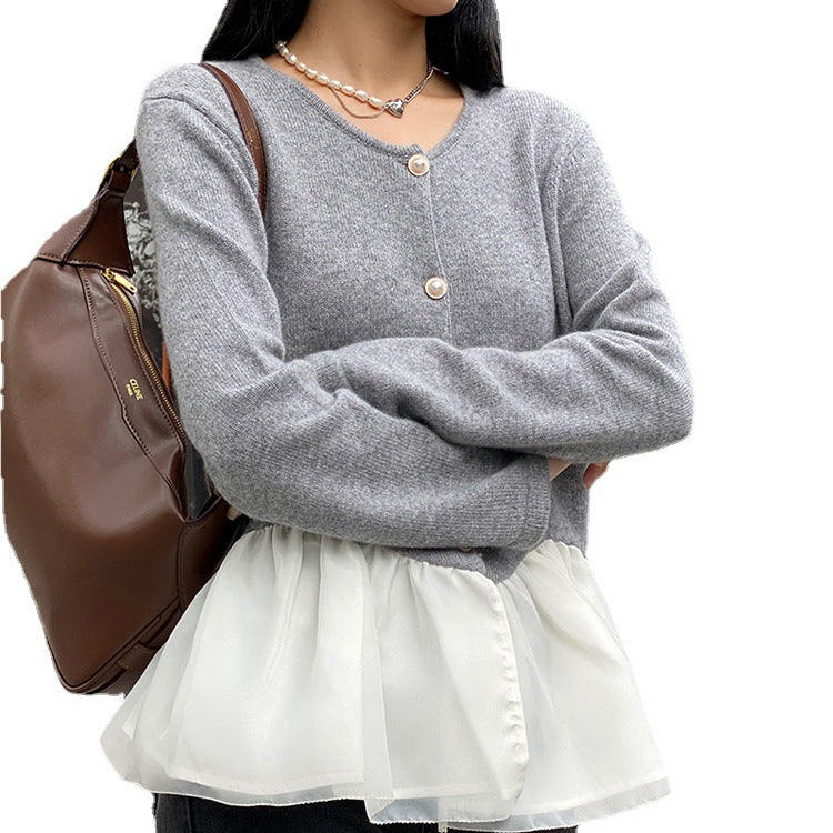 Round-Neck Button-Front Cardigan