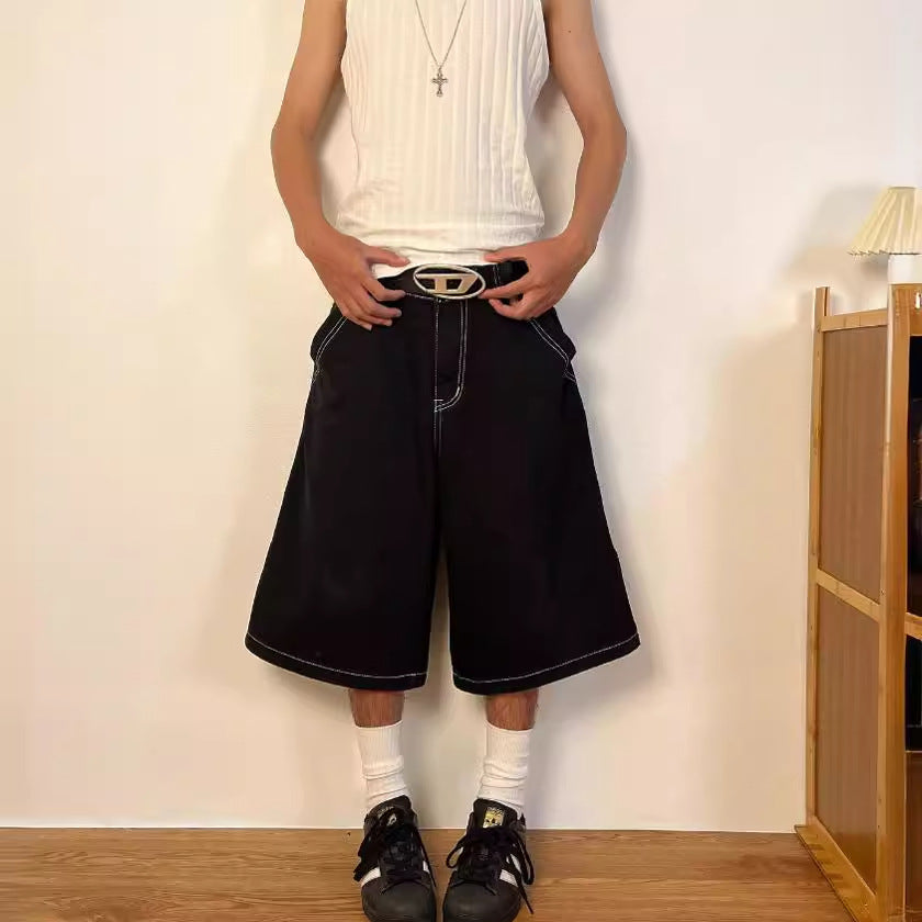 Streetwear Embroidered Denim Shorts