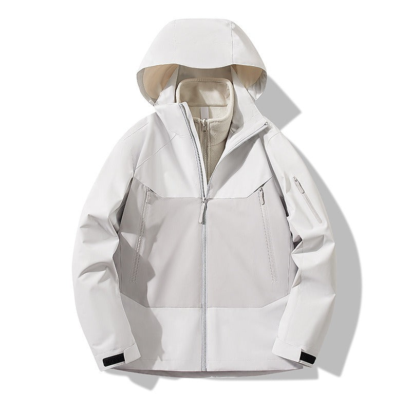 Unisex Plus Size 3-in-1 Waterproof Fleece-Lined Jacket