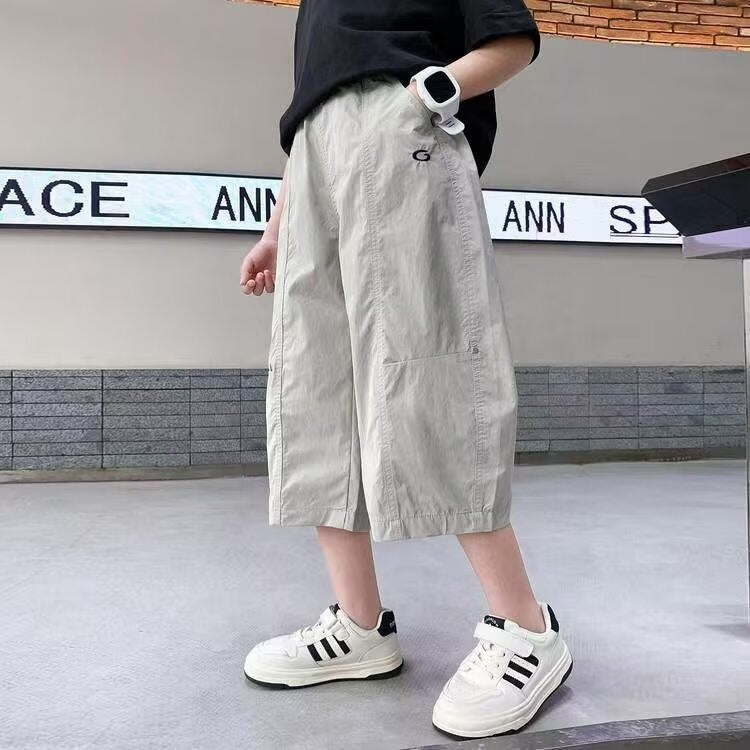 Kids’ Quick-Dry Wide-Leg Cargo Capri Pants