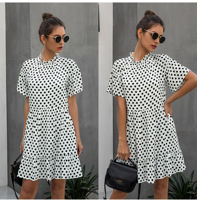 Women's Polka-Dot Chiffon Midi Dress
