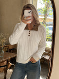 Polo-Collar Long-Sleeve Sweater
