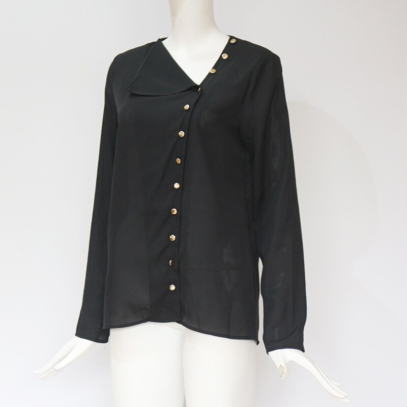 Women's Plus Size Skew-Collar Chiffon Blouse