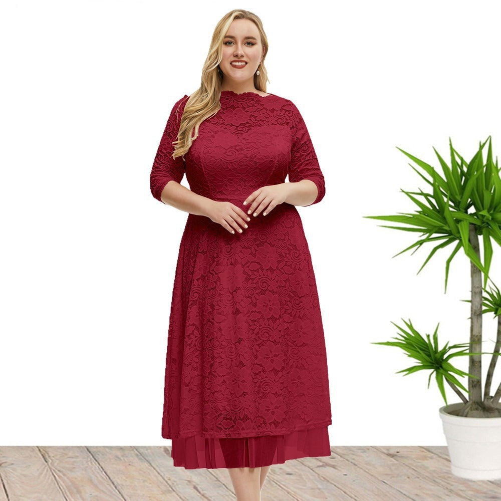 Women's Plus Size Lace Evening Dress
