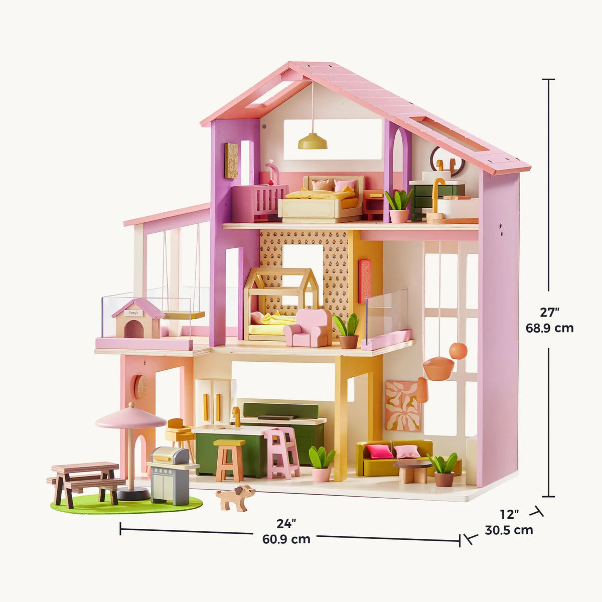 Tiny Land Sweetwood Edge Dollhouse — Green & Pink