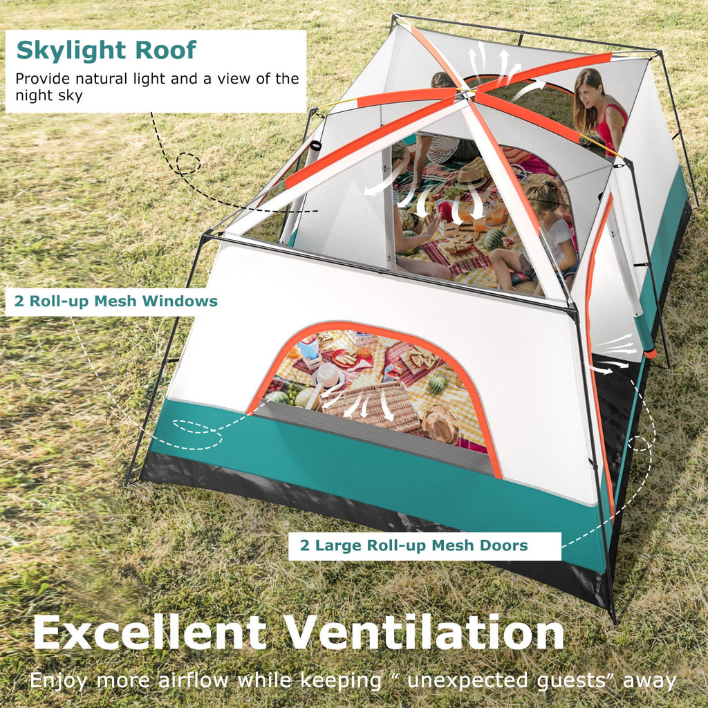 8–10-Person Family Camping Tent with 2 Rooms & 2 Doors