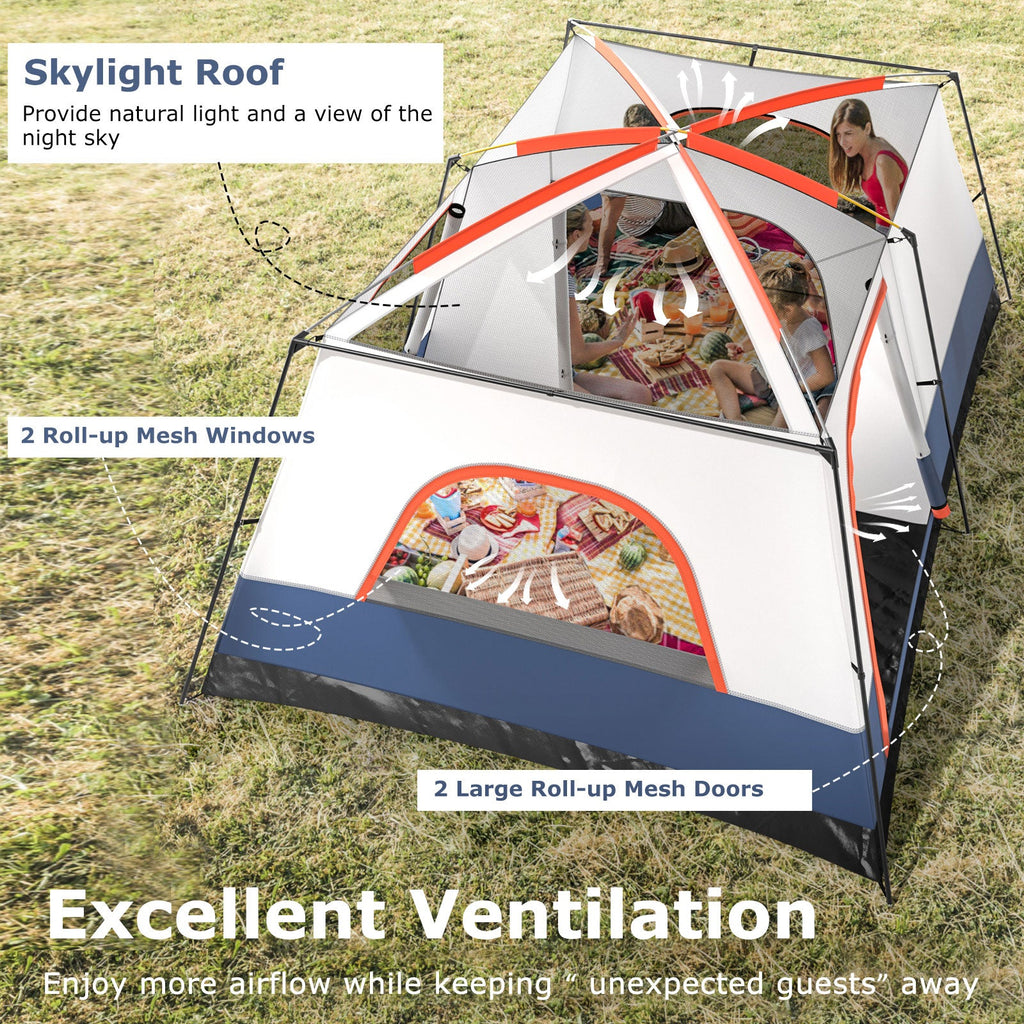 8–10-Person Family Camping Tent with 2 Rooms & 2 Doors