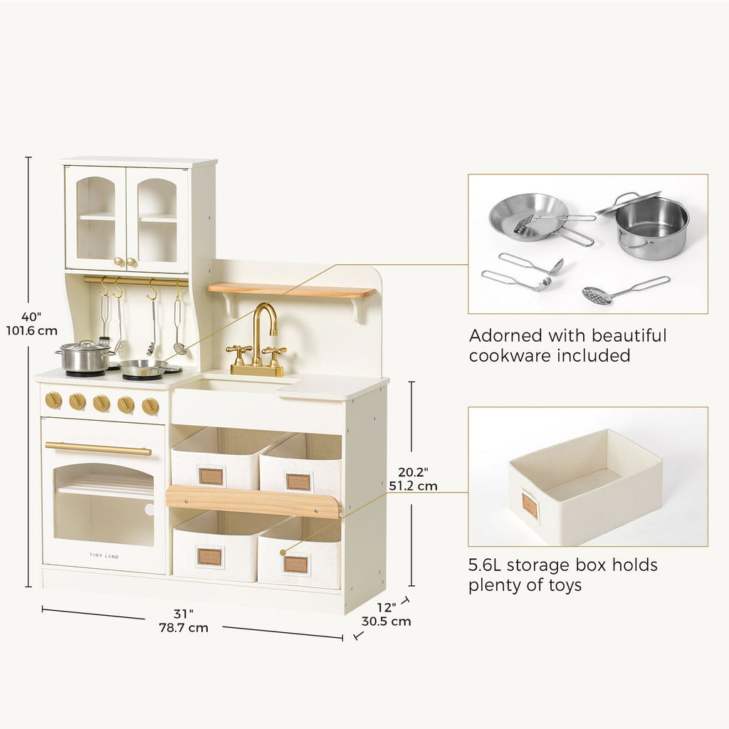 Tiny Land Wooden Play Kitchen with Storage