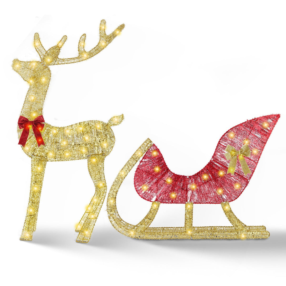 Lighted Christmas Reindeer & Sleigh Indoor Outdoor Christmas Decoration Christmas Lighted Display