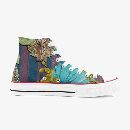 Jacki Easlick Tiger Flower High-Top Canvas Sneakers