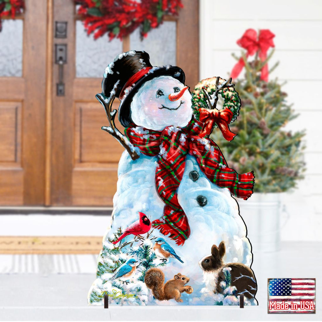 An Old-Fashioned Christmas Outdoor Yard Sign by D Gelsinger Featuring Santa and Snowman Decor