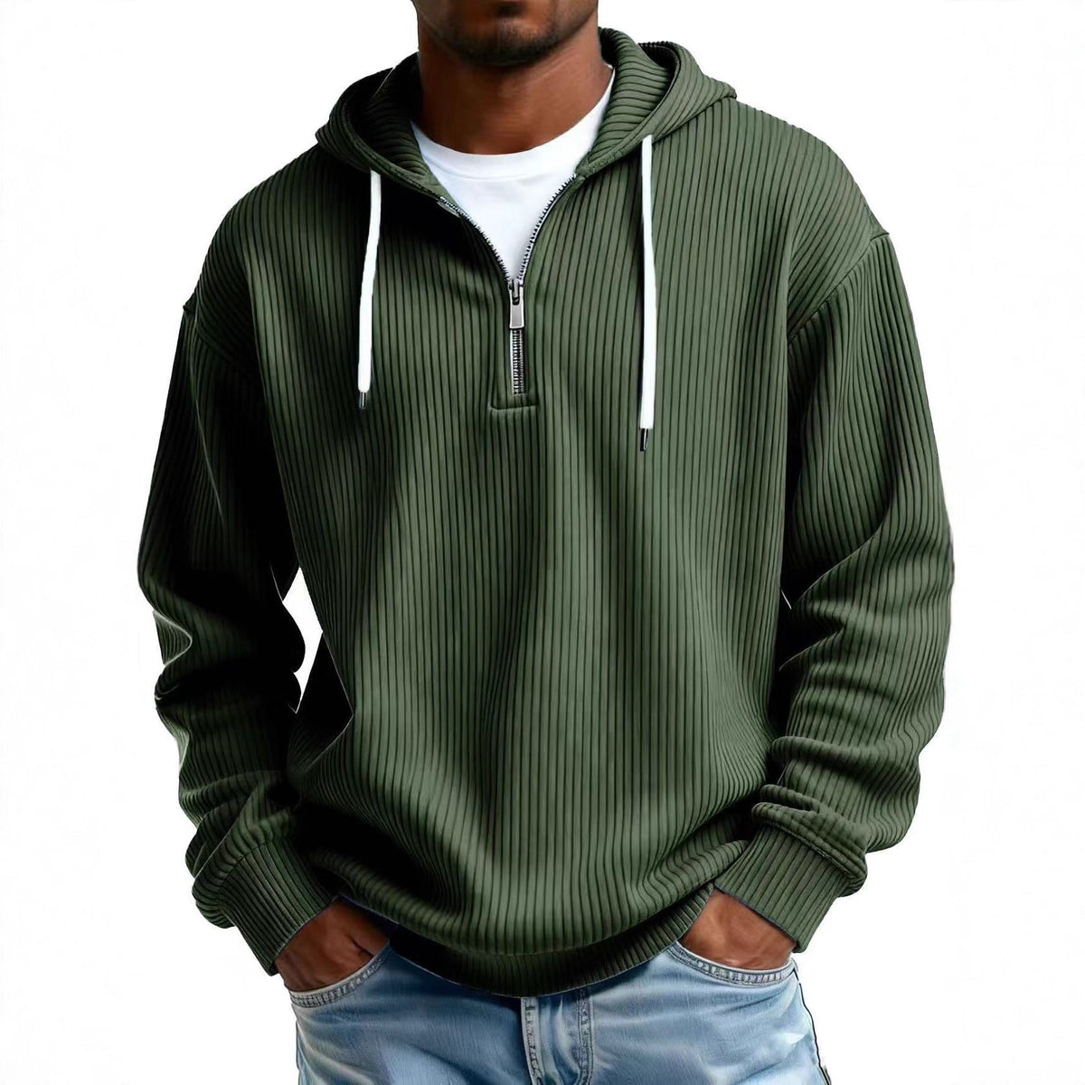 Men's Loose-Fit Hooded Sweatshirt Jacket