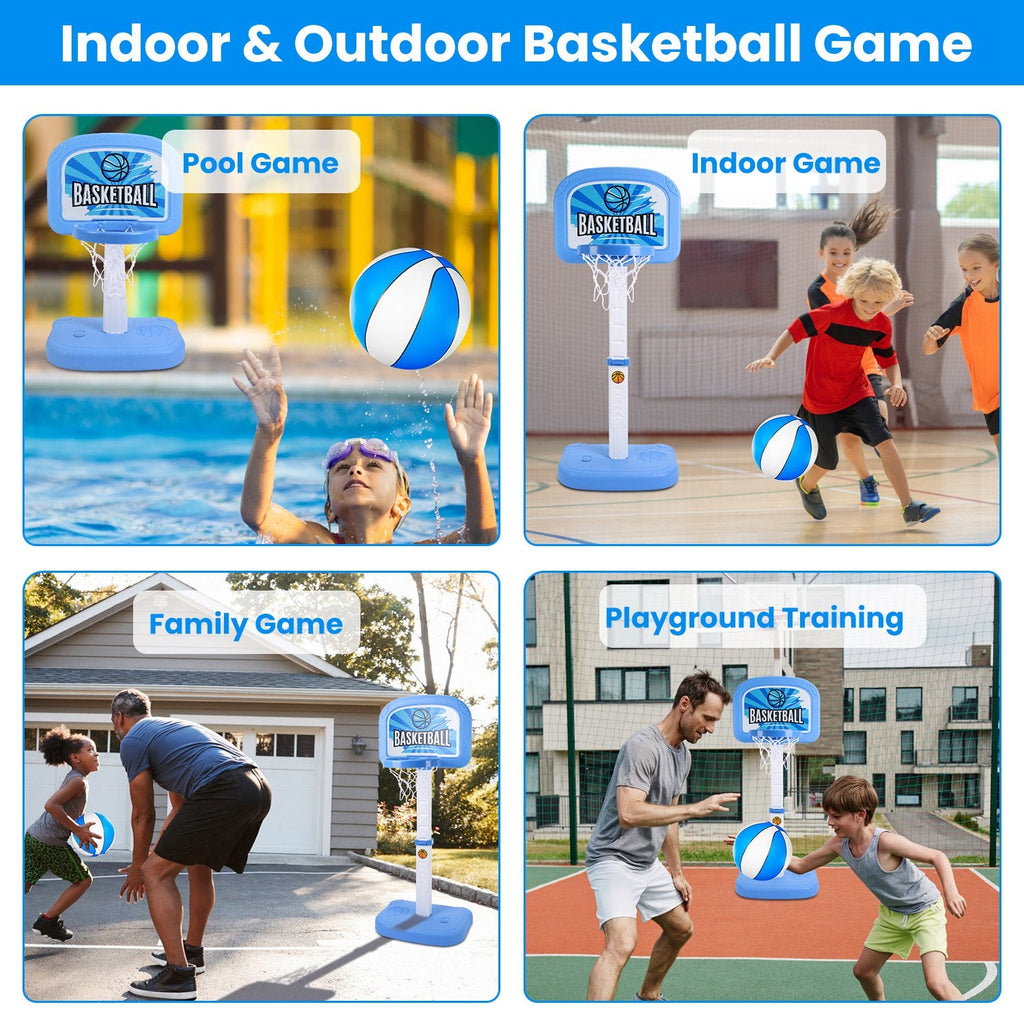 2-in-1 Pool Basketball Game Set with 2 Balls