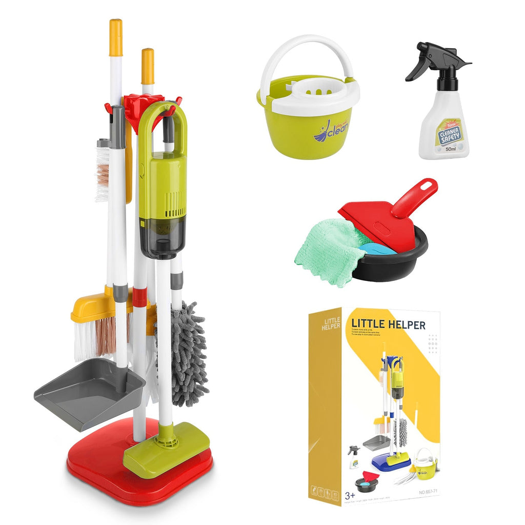 Kids’ Pretend Cleaning Set with Vacuum & Mop — 14 Pieces