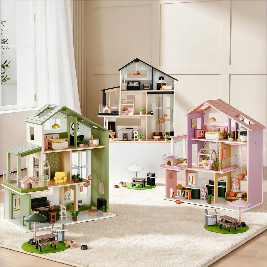 Tiny Land Sweetwood Edge Dollhouse — Green & Pink