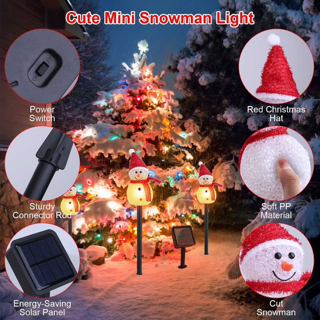 1Pc Solar Powered Lamp 3 Snowmen Outdoor Decorative Christmas Lamp Garden Stake Light IP55