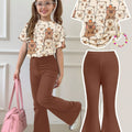 Girls' Bear Graphic Tee & Flare Pants Set