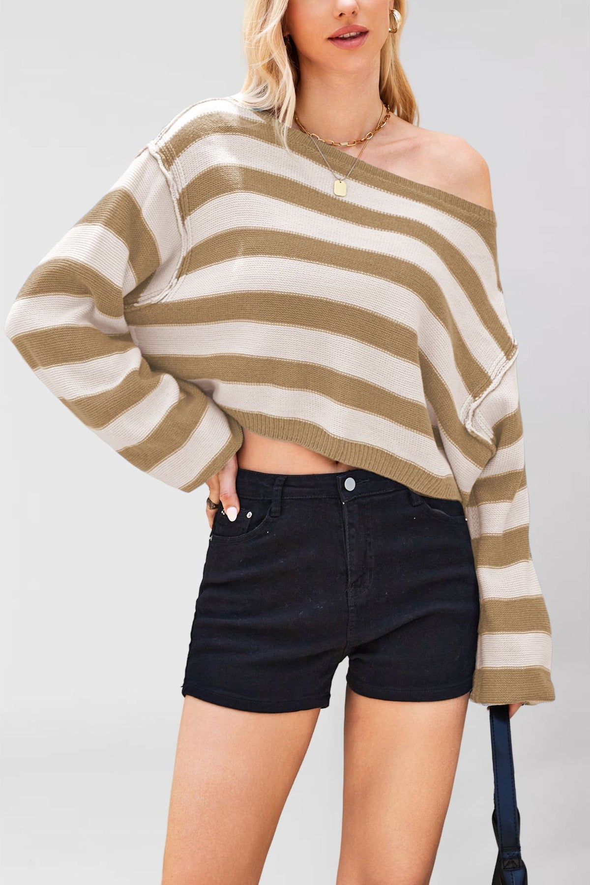 Striped Knit Pullover Sweater