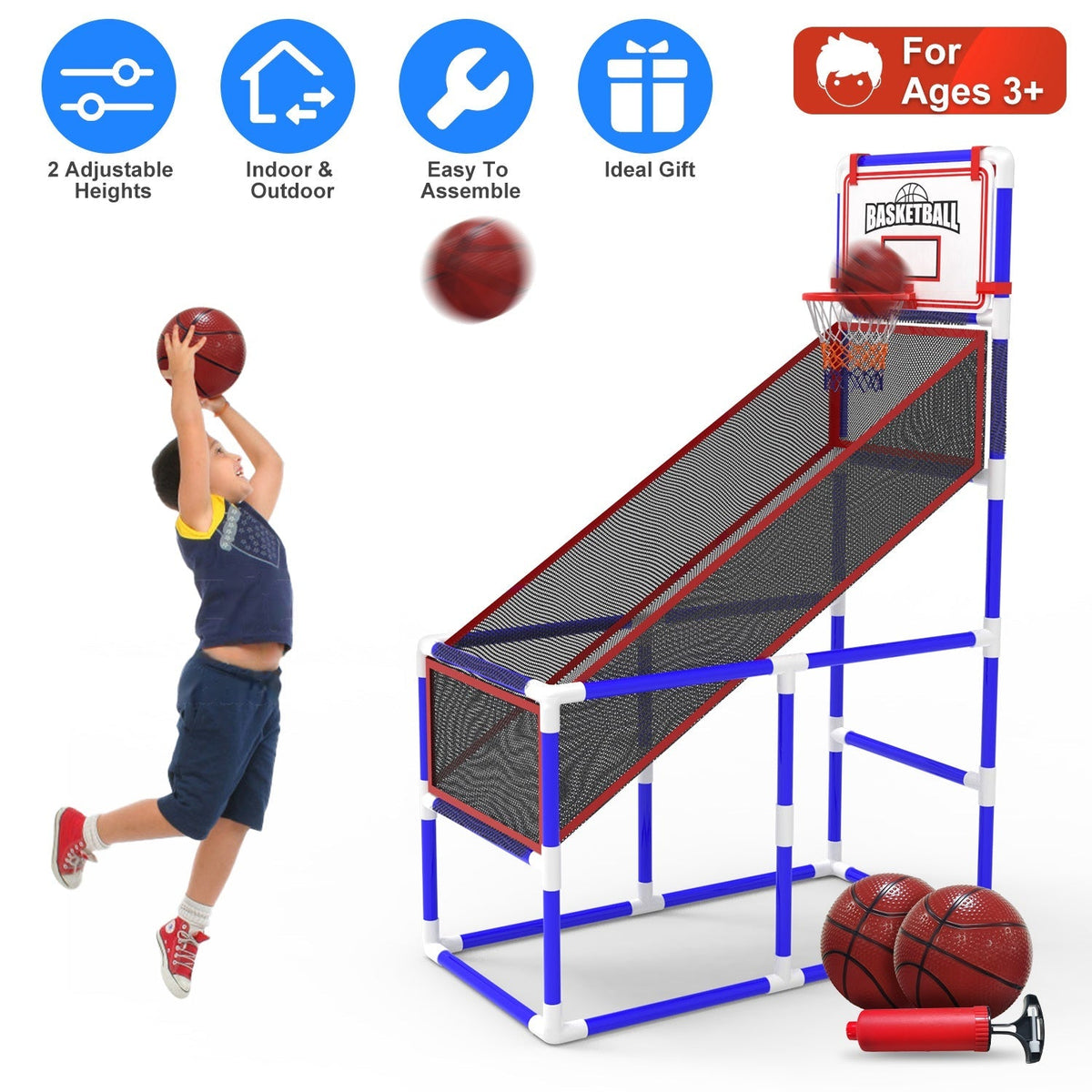 Kids' Adjustable Basketball Arcade Game Set