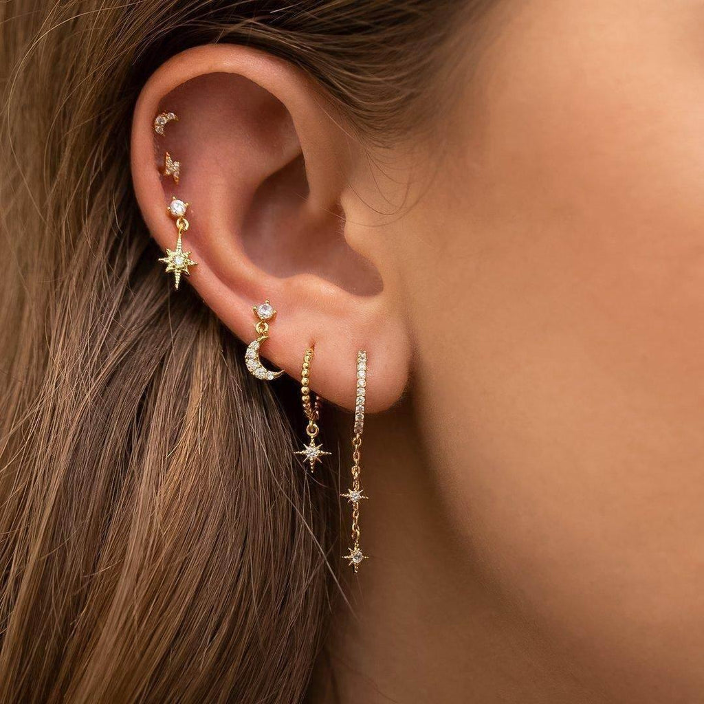 Celestial Star & Moon Six-Piece Earring Set