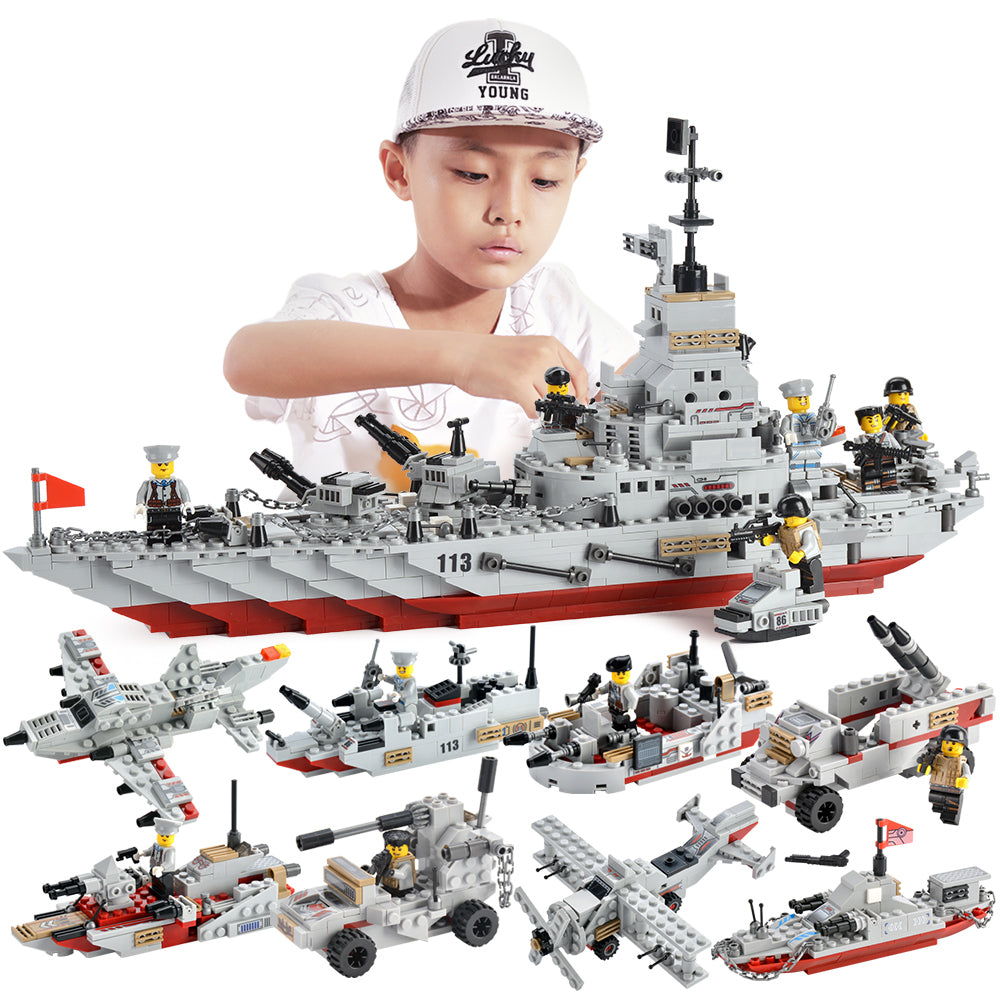 8-in-1 Military Battleship Puzzle Building Toy
