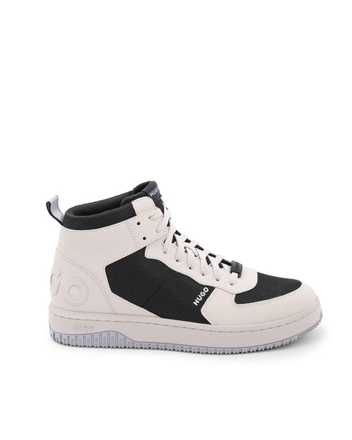 HUGO Men's Beige Calfskin High-Top Sneakers – 50493117-285