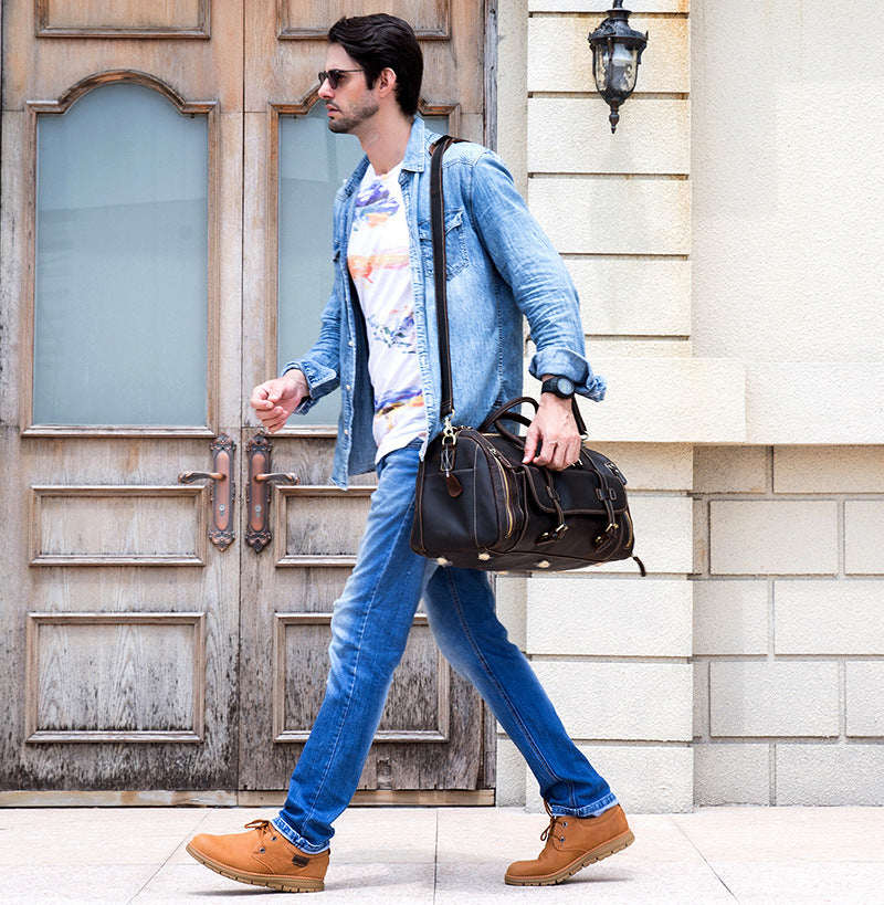 Vintage Full-Grain Crazy Horse Leather Weekender Bag