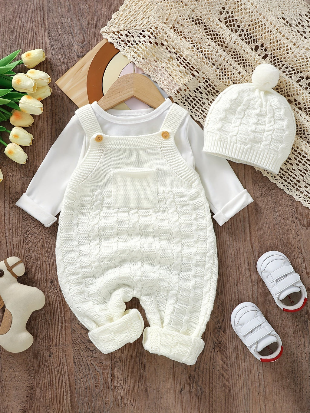 DOVFANNY Baby Sleeveless Knit Jumpsuit Outfit
