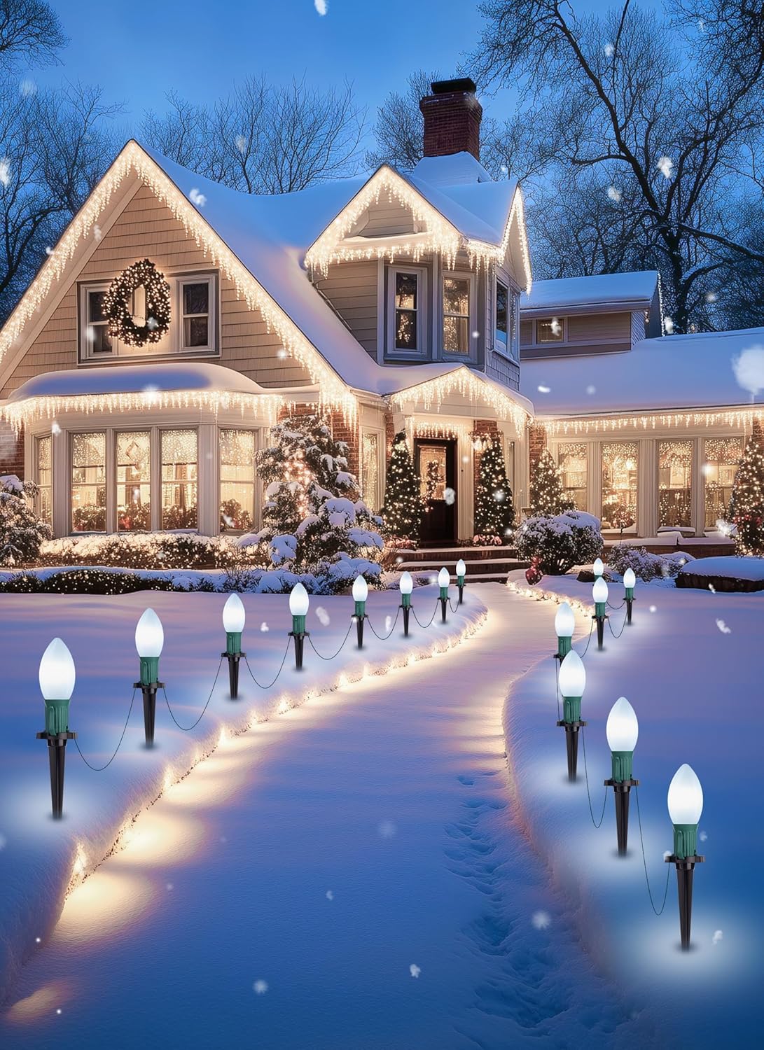Outdoor C9 Christmas Pathway Lights with Stakes