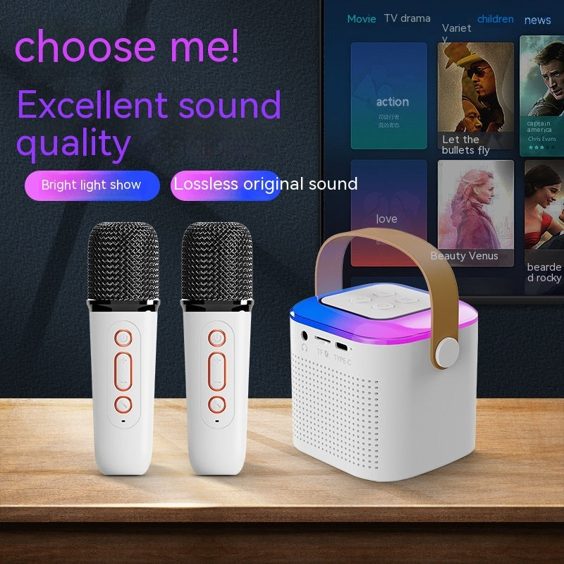 Bluetooth Karaoke Speaker with 2 Wireless Mics & RGB Lights