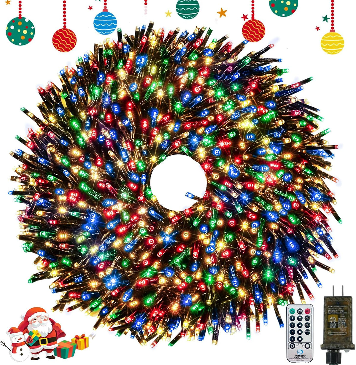 Christmas Cluster LED String Lights – Remote & Timer
