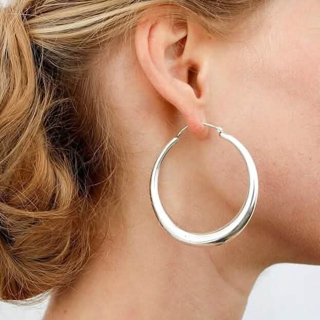 925 Sterling Silver Round Hoop Earrings – 40–60mm
