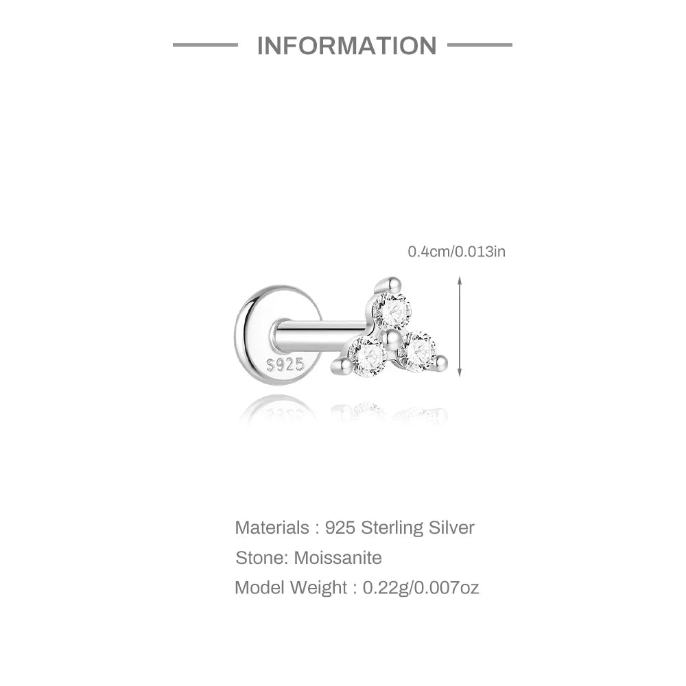 925 Sterling Silver Moissanite Single Earring