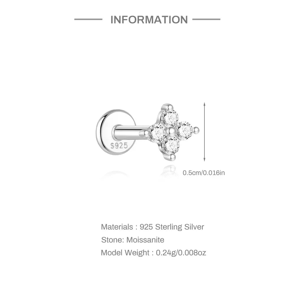 925 Sterling Silver Moissanite Single Earring