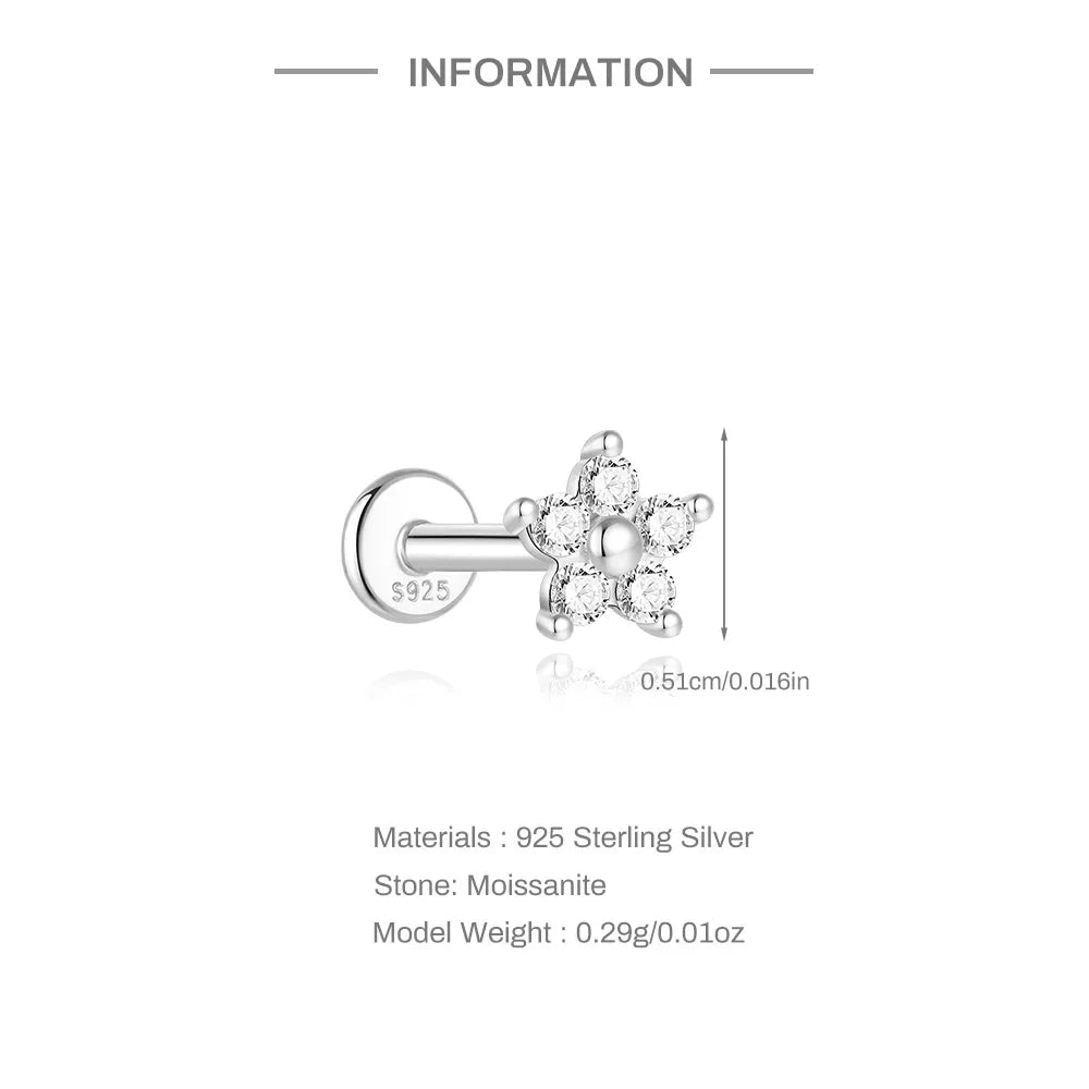 925 Sterling Silver Moissanite Single Earring