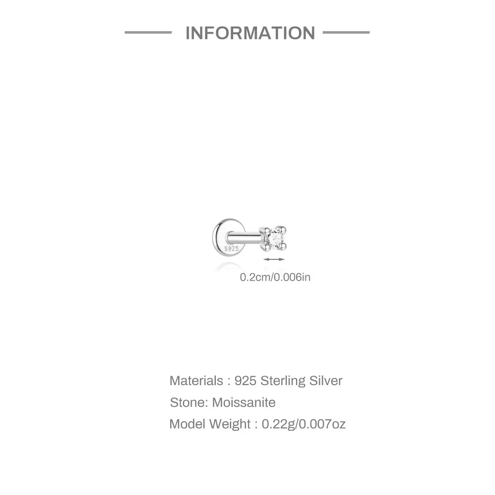 925 Sterling Silver Moissanite Single Earring