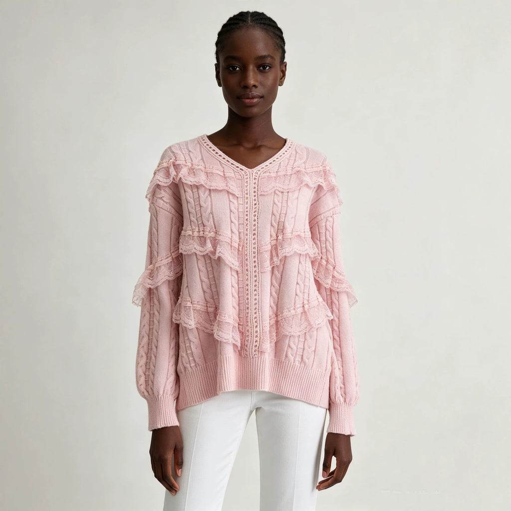 Relaxed V-Neck Pullover Sweater