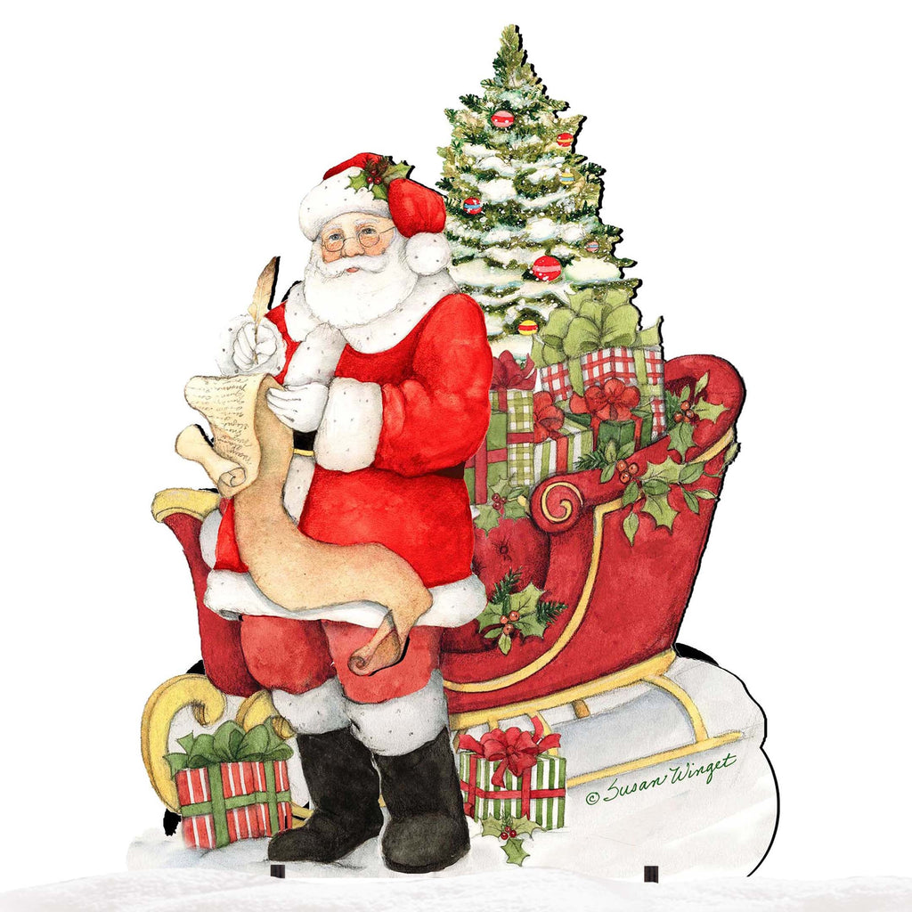 Christmas Wish List Outdoor Yard Sign by Susan Winget - Christmas Santa Snowman Decor - 8471101F-SW